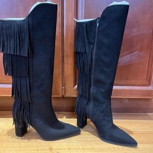 Knee High Fringe Boots